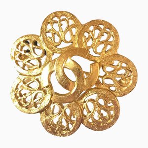 Vintage Arabesque Flower Brooch with CC Mark from Chanel