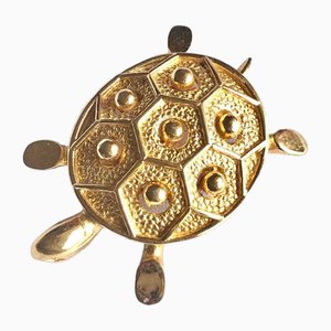 Vintage Golden Turtle Pin Brooch by Christian Dior