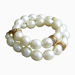 Vintage Baroque Faux Pearl and Golden Twist Charm Necklace from Givenchy
