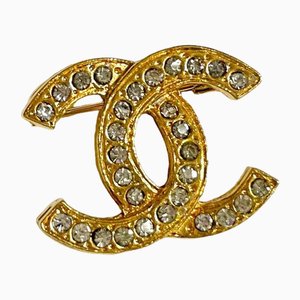 Vintage Mini Cc Brooch with Crystal Stones from Chanel