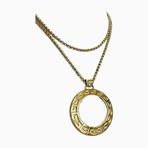 Vintage Golden Chain Necklace with Round Loupe Top from Givenchy