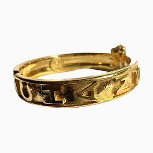 Vintage W5 Golden Bangle with Logo Marks and Chain Stopper from Chanel