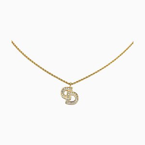 Dior Logo Rhinestone Pendant Necklace Costume Necklace by Christian Dior