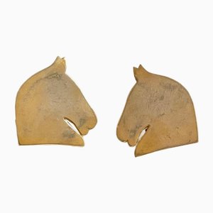 Vintage Gold Tone Horse Earrings from Hermes, Set of 2