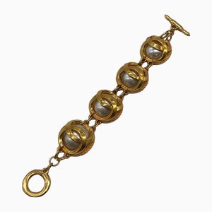 Bracelet Vintage en Fausses Perles et CC Rond de Chanel
