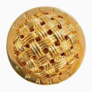 Vintage Golden Brooch in Apple Pie Design from Celine