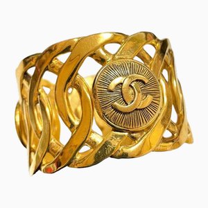 Vintage Golden Nice and Heavy Bangle with Sunburst CC Mark Motif from Chanel