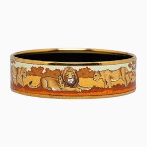 Lions Wide Enamel Bangle Costume Bracelet from Hermes
