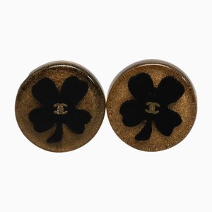 Resin CC Clover Clip on Earrings from Chanel, Set of 2