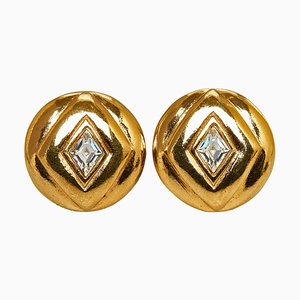 Round Rhinestone Clip-on Earrings from Chanel, Set of 2
