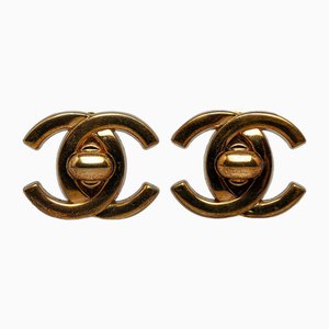 CC Turn Lock Clip on Earrings from Chanel, Set of 2