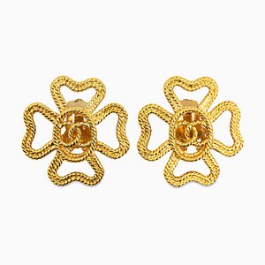 Boucles d'Oreilles Clip-On CC Trèfle de Chanel, Set de 2