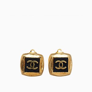 Chanel Square Cc Clip On Earrings Costume Earrings, Set of 2