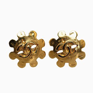 Chanel Cc Flower Clip On Earrings Costume Earrings, Set of 2