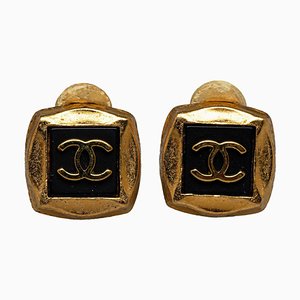 Square CC Clip-On Earrings from Chanel, Set of 2