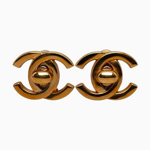 Boucles d'Oreilles Clip-On CC Turn Lock de Chanel, Set de 2