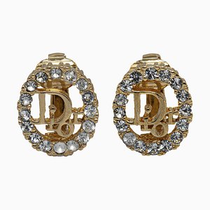 Aretes de clip de diamantes de imitación de Christian Dior. Juego de 2