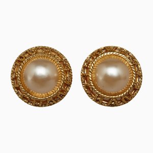 Faux Pearl Clip-On Earrings from Chanel, Set of 2