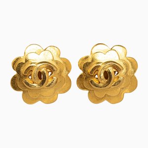 Chanel Cc Flower Clip On Earrings Costume Earrings, Set of 2