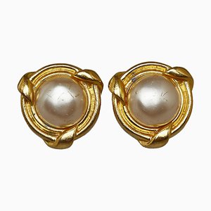 Faux Pearl Clip-On Earrings from Chanel, Set of 2