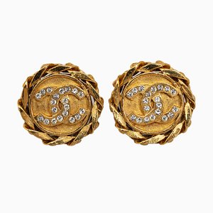 CC Rhinestone Clip-On Earrings from Chanel, Set of 2