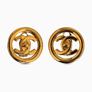 Chanel Cc Turn Lock Clip-On Earrings Costume Earrings, Set of 2