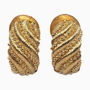 Gold-Tone Clip-on Earrings from Christian Dior, Set of 2