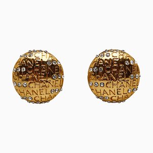 Rhinestone CC Clip-On Earrings from Chanel, Set of 2