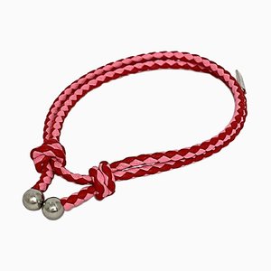 Bracelet à Breloques en Cuir Rose de Bottega Veneta