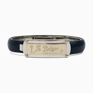 Bracciale rigido in pelle e metallo di Bvlgari