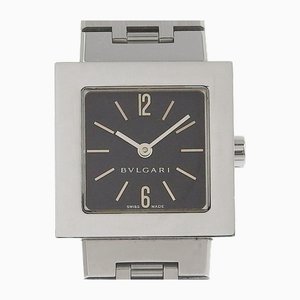Quadrado Watch in Stainless Steel and Silver Quartz from Bvlgari