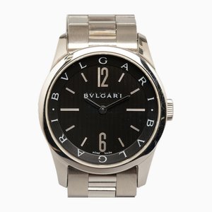 Quartz & Stainless Steel Men's ST37S Solotempo Watch with Black Dial from Bulgari