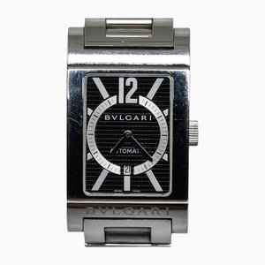 Rettangolo Watch with Automatic Black Dial in Stainless Steel from Bvlgari