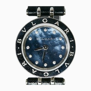 Reloj B Zero One Shell para mujer de cuarzo, diamantes y acero inoxidable con esfera azul marino de Bulgari