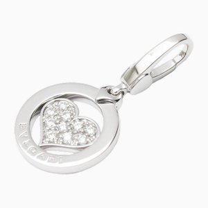 Polished Tondo Heart Diamond Charm in 18k White Gold from Bvlgari