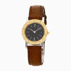 Montre pour Femme en Acier Inoxydable, Cuir et Or 18k de Bulgari