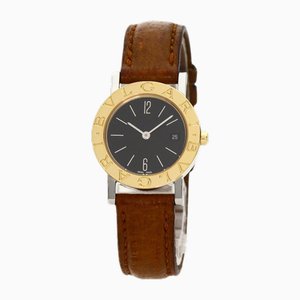 Stainless Steel, Leather & 18k Gold Ladies' Watch from Bulgari