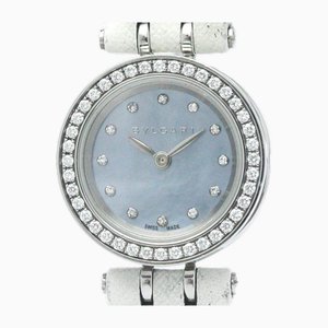 Orologio al quarzo in acciaio lucido con diamanti B-Zero1 e quadrante blu di Bvlgari