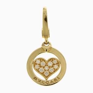 Tondo Heart Pendant in K18 Yellow Gold with Diamond from Bvlgari