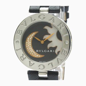 Polierte B.Zero1 Sun and Moon Stahl Quarz Damenuhr von Bvlgari