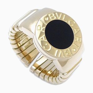 Tubogas Ring in Onyx and Yellow Gold from Bvlgari
