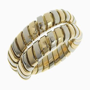 Tubogas K18 Yellow Gold and Stainless Steel Womens Ring from Bvlgari