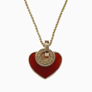 Necklace with Carnelian Cuore Heart in Pink Gold from Bvlgari