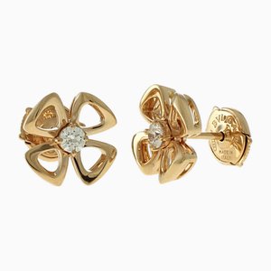 Bvlgari Fiorever Earrings 18K K18 Pink Gold Diamond Women's, Set of 2