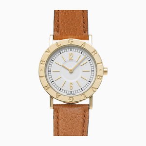 Leather Watch with Quartz White Dial from Bvlgari