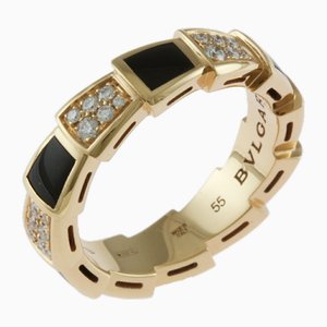 Serpenti Viper Ring with Diamond and Onyx from Bvlgari
