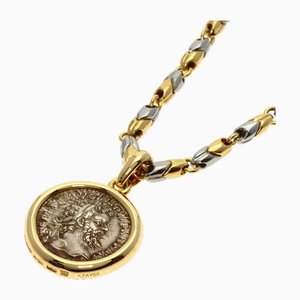 Bvlgari Monete Coin Halskette K18 Gelbgold/Ss Damen