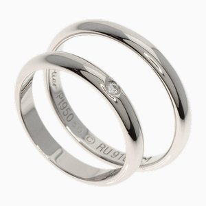 Cartier Ring 1P Diamond 2 Set Platinum Pt950 Unisex Size 5.5, Set of 2