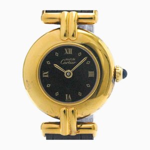 Must Colisee Gold Plated and Leather Quartz Ladies Watch from Cartier