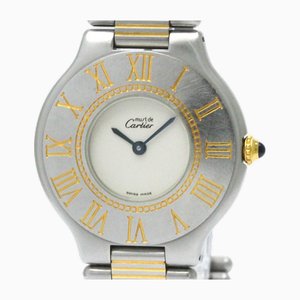 Reloj unisex de cuarzo Must 21 de acero inoxidable y chapado en oro de Cartier